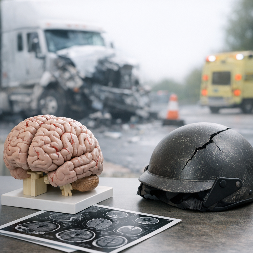truck brain injury illustration for Certainly! Here's a headline using the given topic as the article title: "Traumatic Brain
