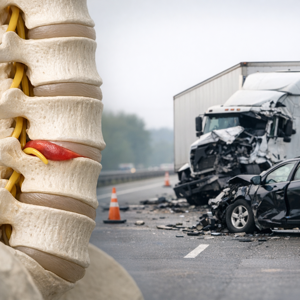 disc injury truck illustration for Disc Injuries Caused by Truck Crashes