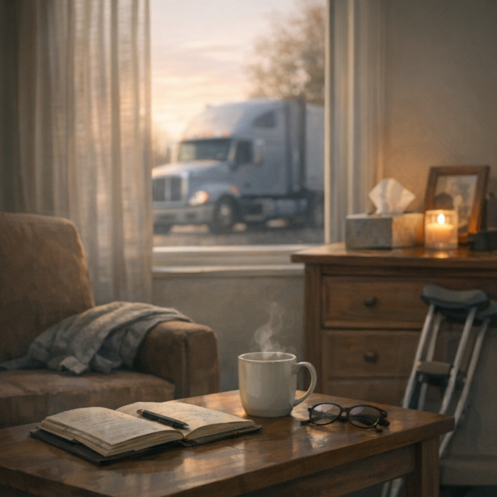 emotional recovery truck illustration for Emotional challenges during truck injury recovery