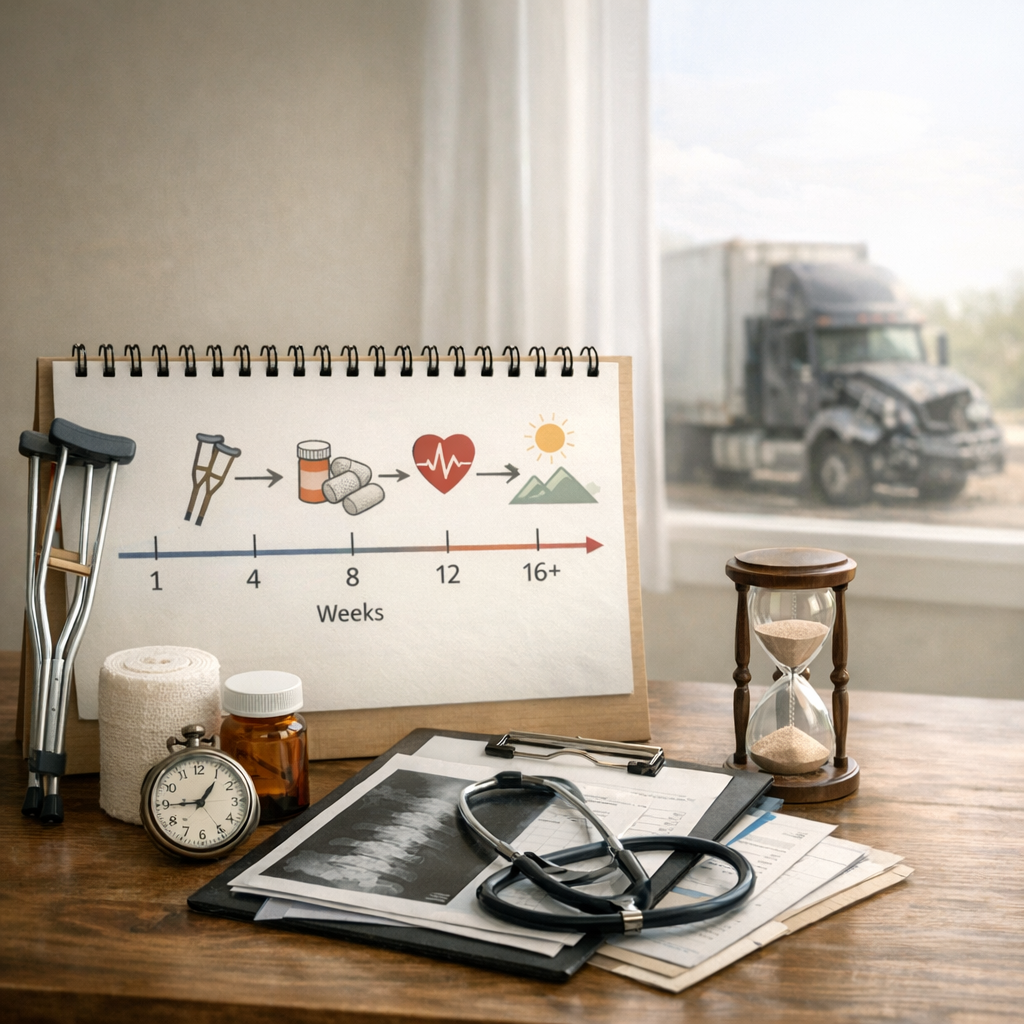 healing timeline truck illustration for Extended healing timelines after truck injuries