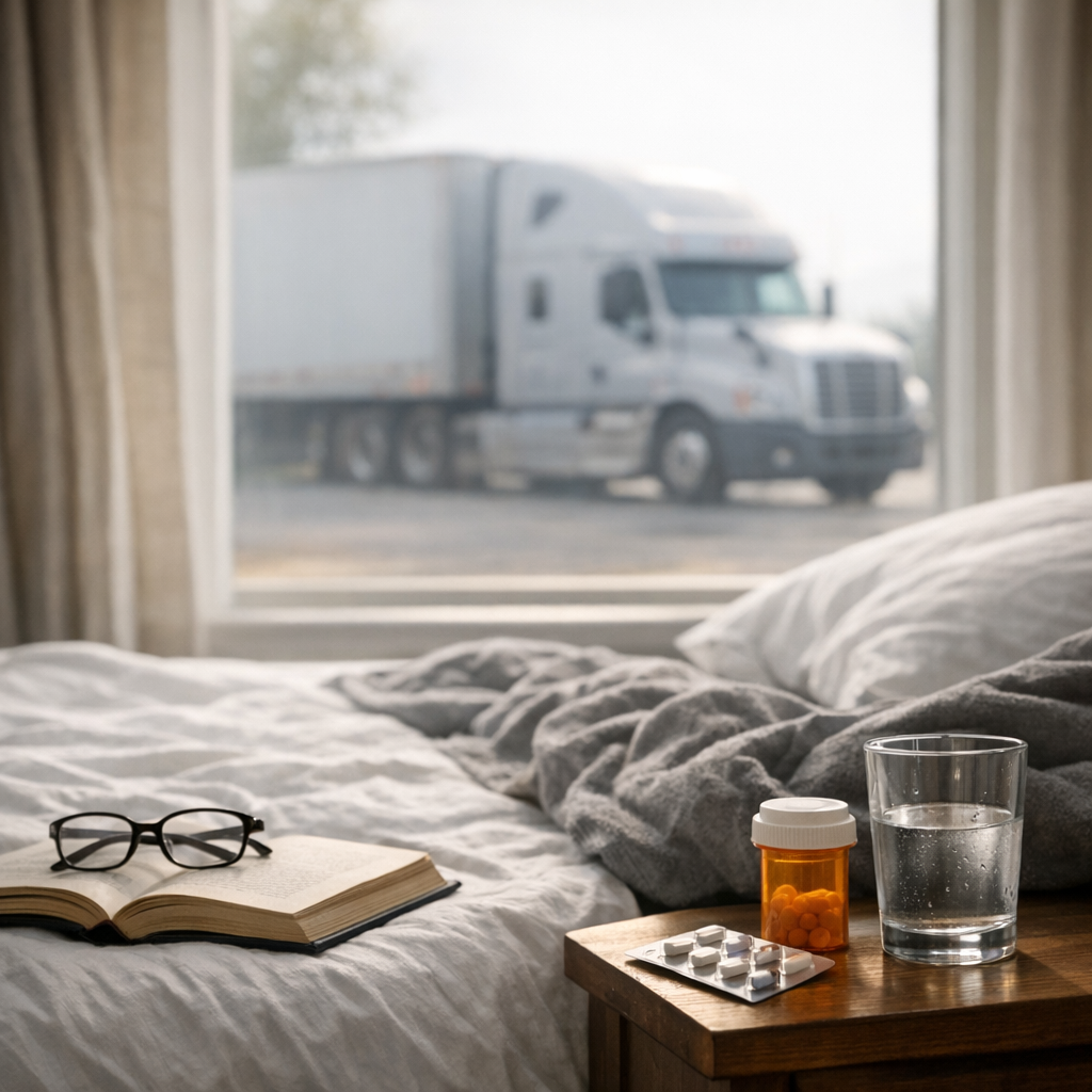 fatigue recovery truck illustration for Fatigue during long recovery after truck accidents