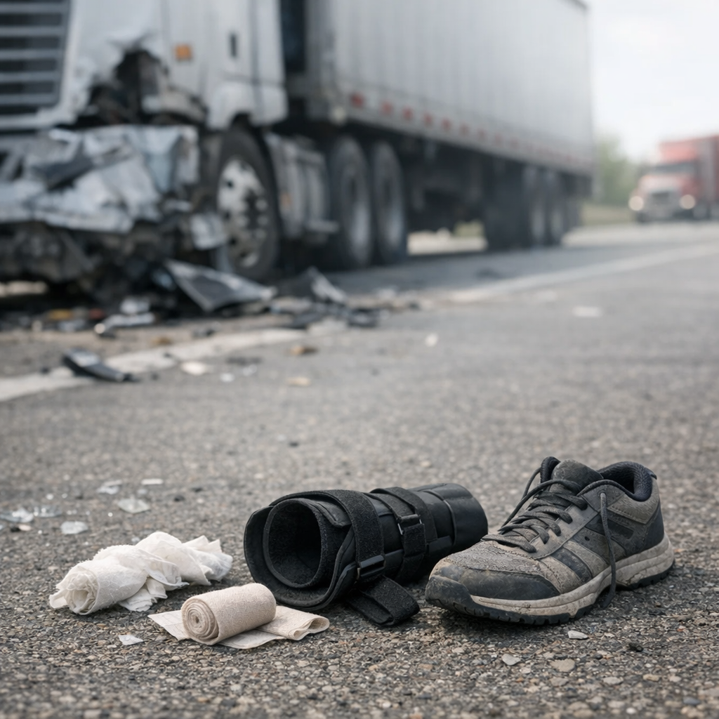 foot ankle injury truck illustration for Foot and Ankle Injuries After Truck Accidents