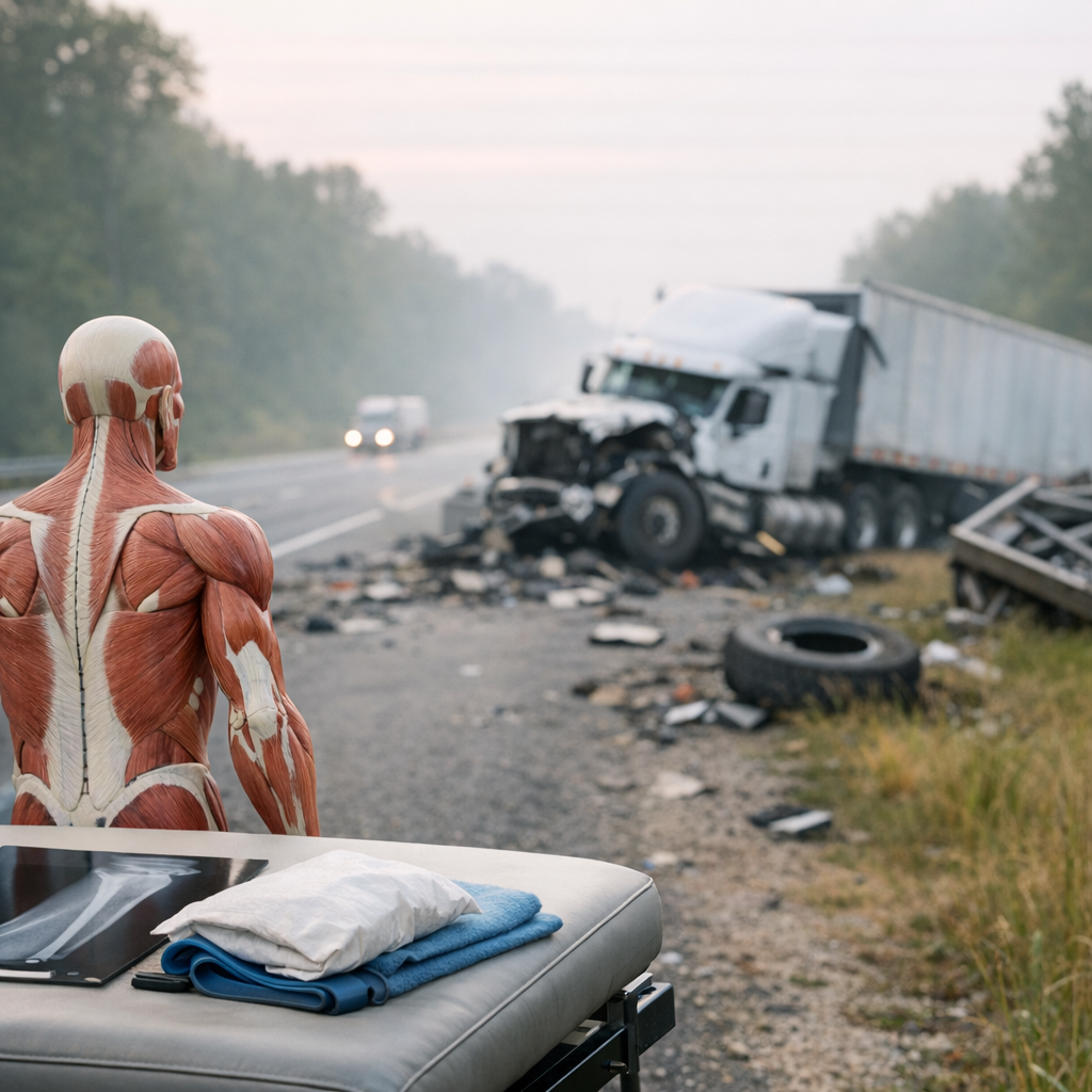muscle damage truck illustration for Severe Muscle Damage from Truck Crashes