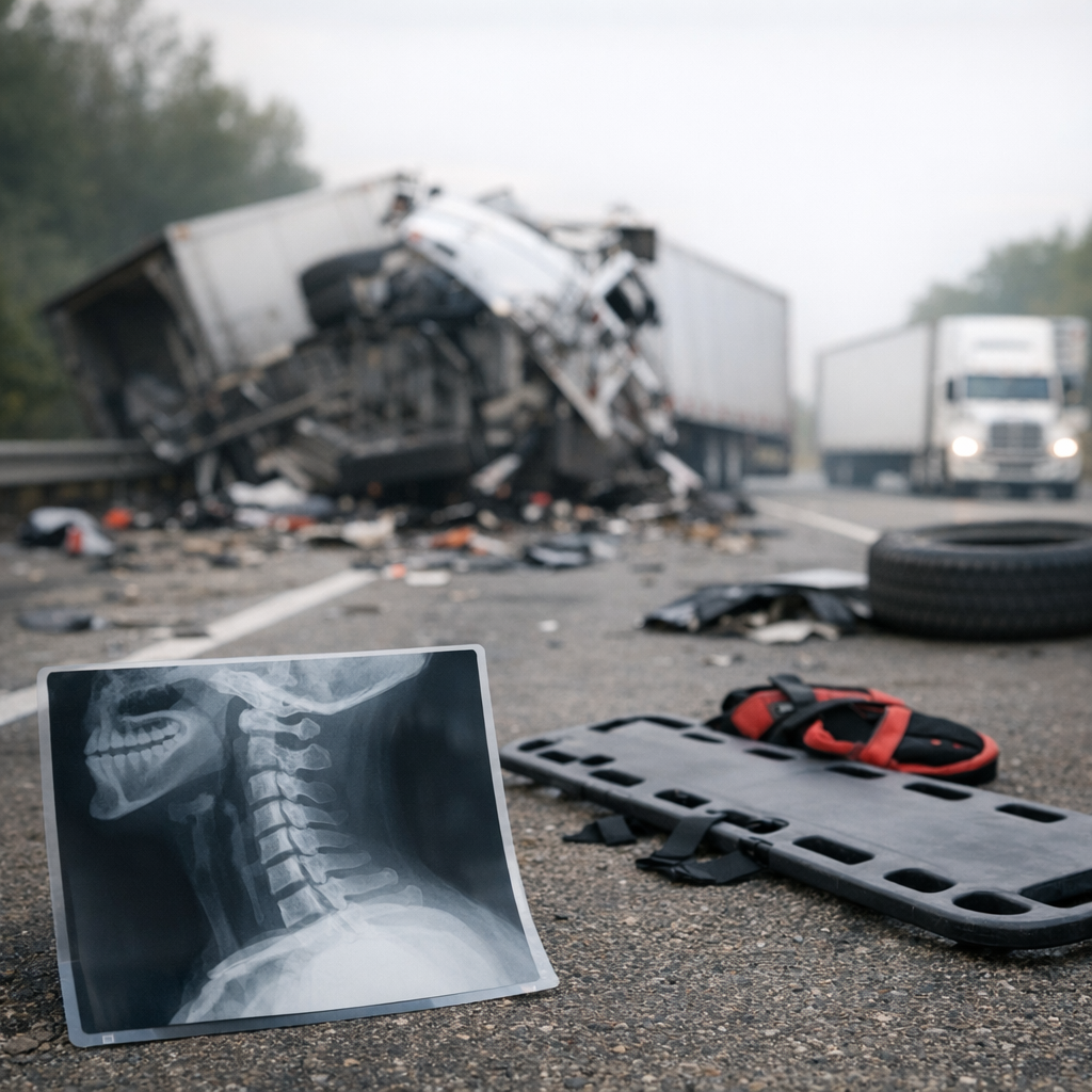 spinal cord injury truck illustration for Spinal Cord Injuries After Truck Crashes