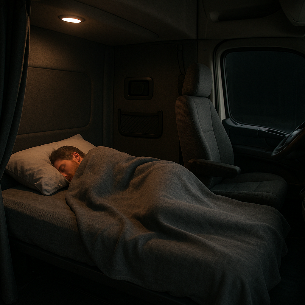 sleep recovery truck illustration for Sleep disruption during long recovery
