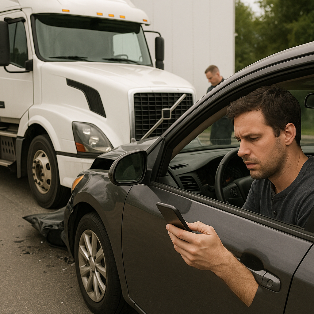 Illustration of # How distracted driving affects liability in truck accidents - Distracted driving liability truck accident: