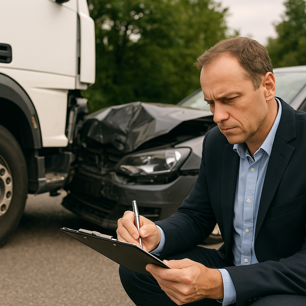 Illustration of # How insurance companies determine liability in truck accidents When a serious crash involves a commercial t