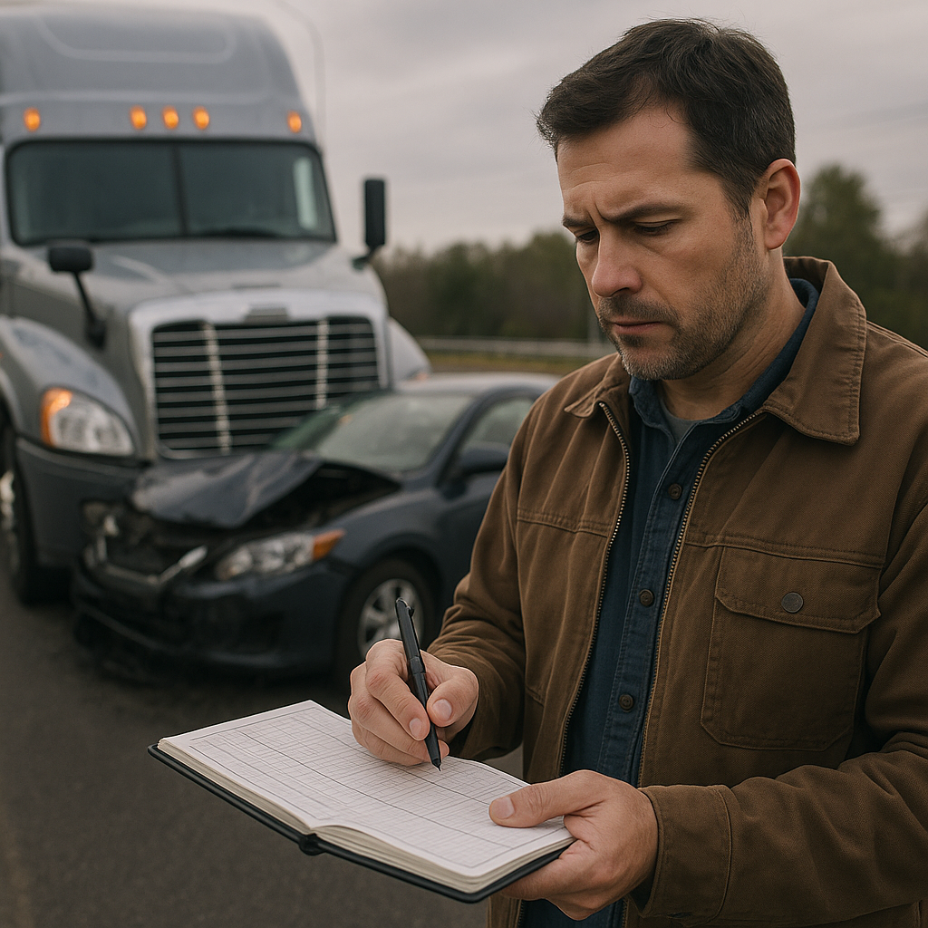 Illustration of # How logbook violations impact truck accident liability When a crash involves a commercial truck, one factor