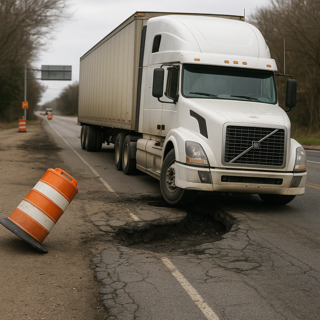 Illustration of # How road conditions affect liability in truck accidents When a crash involves a commercial truck, figuring