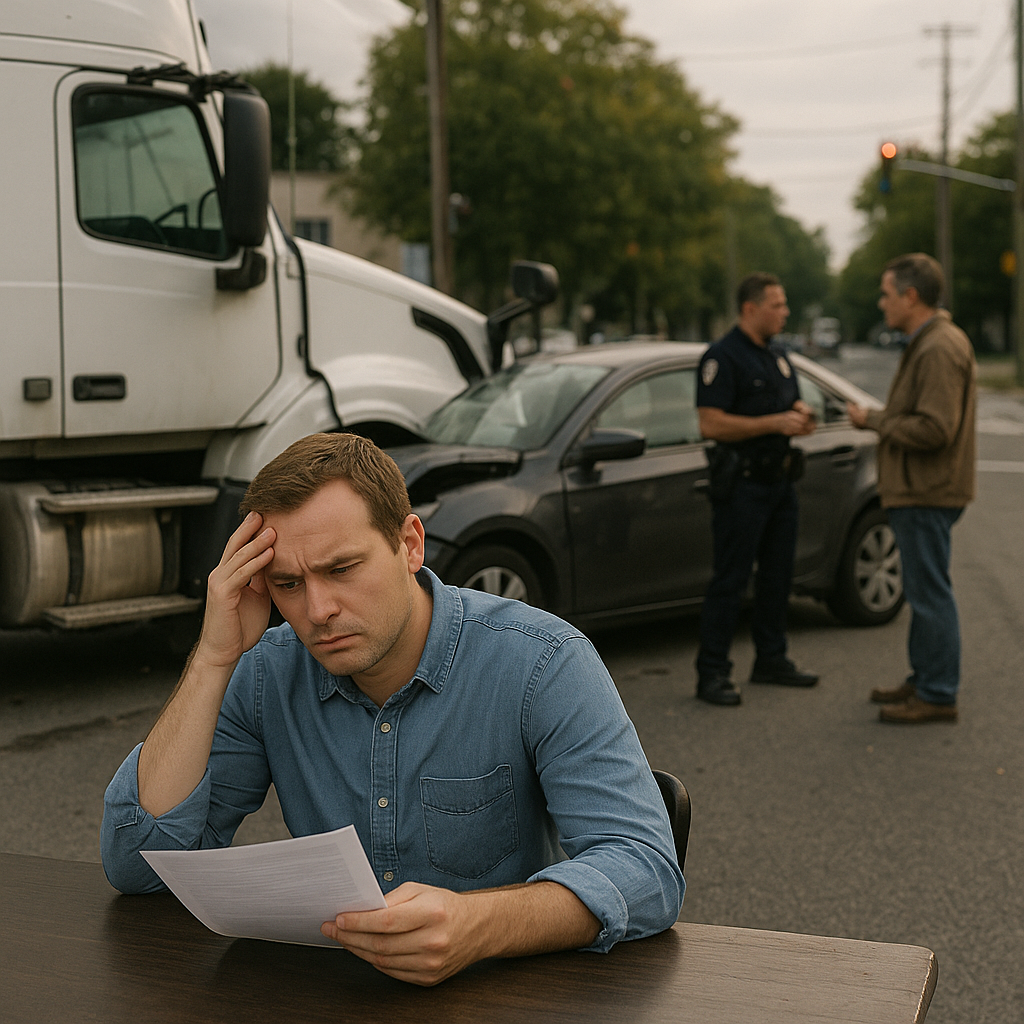 Illustration of # How shared fault affects truck accident claims ## Shared fault truck accident: what it means for your claim