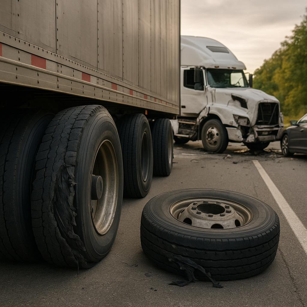 Illustration of # How tire defects contribute to truck accident liability - Tire Defect Truck Accident Liability: Who’s Reall