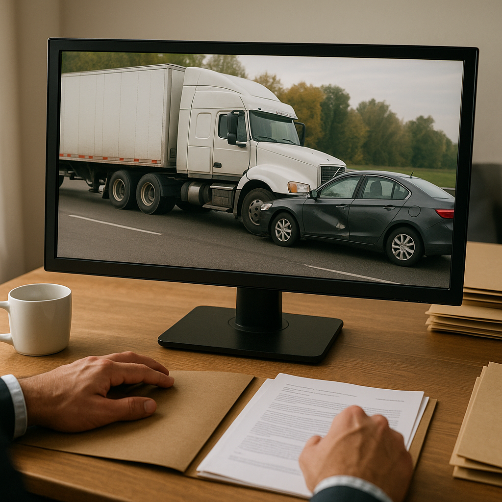 Illustration of # How video footage impacts liability in truck accidents Video footage can be a turning point in determining