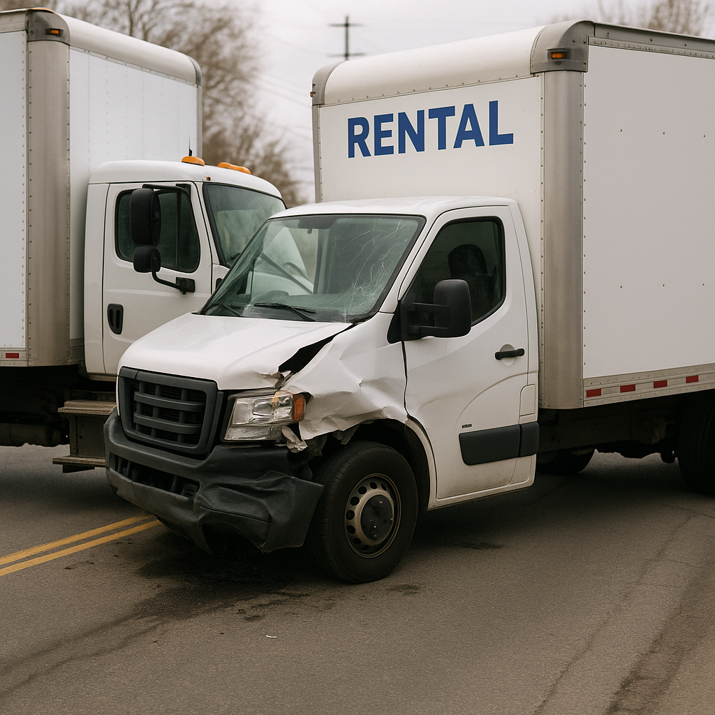Illustration of ## What happens if a truck accident involves a rental vehicle When a **rental vehicle** is involved in a truc