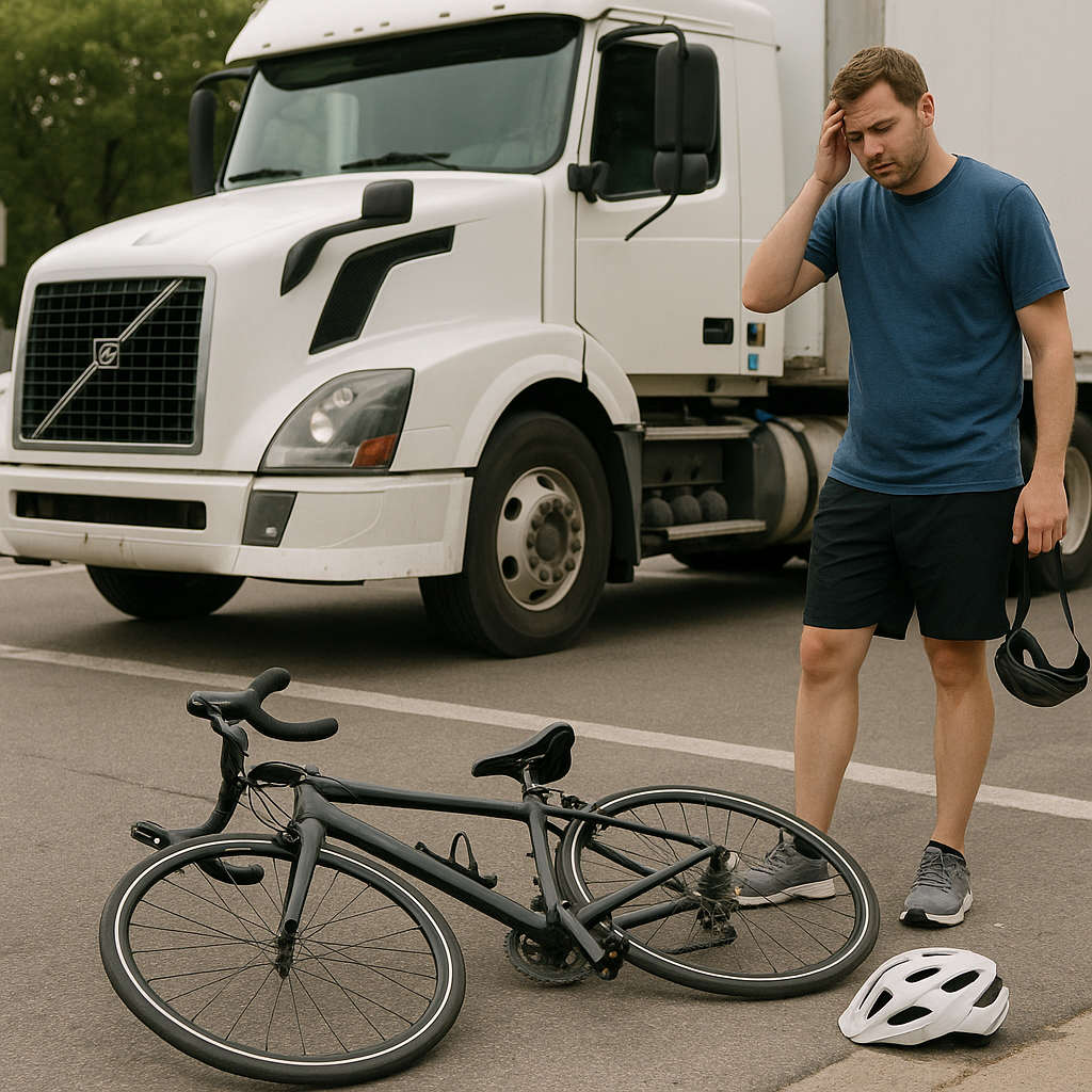 Illustration of ## What happens if a truck accident involves cyclists When a truck accident involves a cyclist, determining f