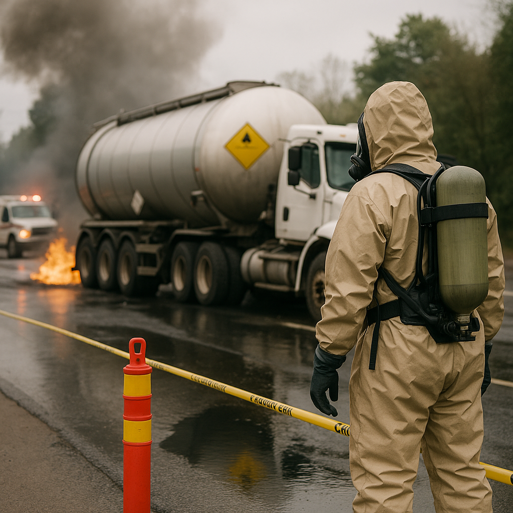 Illustration of # What happens if a truck accident involves hazardous materials When a truck accident involves hazardous mate