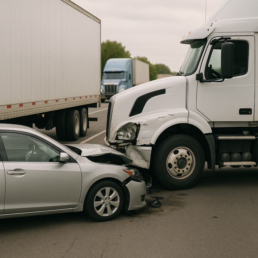 Illustration of # What happens if a truck accident involves multiple companies When a crash involves a commercial truck, resp