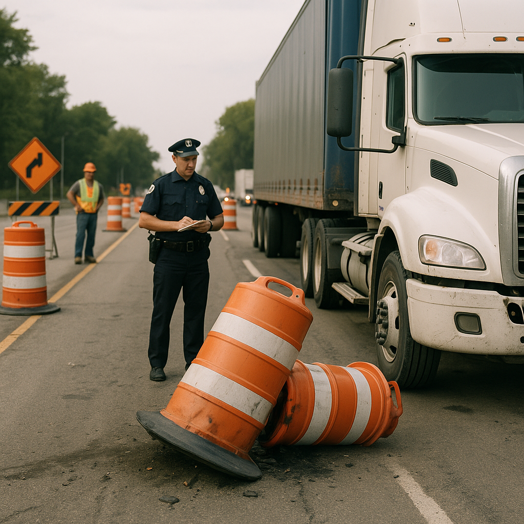Illustration of # What happens if a truck accident occurs in a work zone **Work zone liability truck accident** cases can be