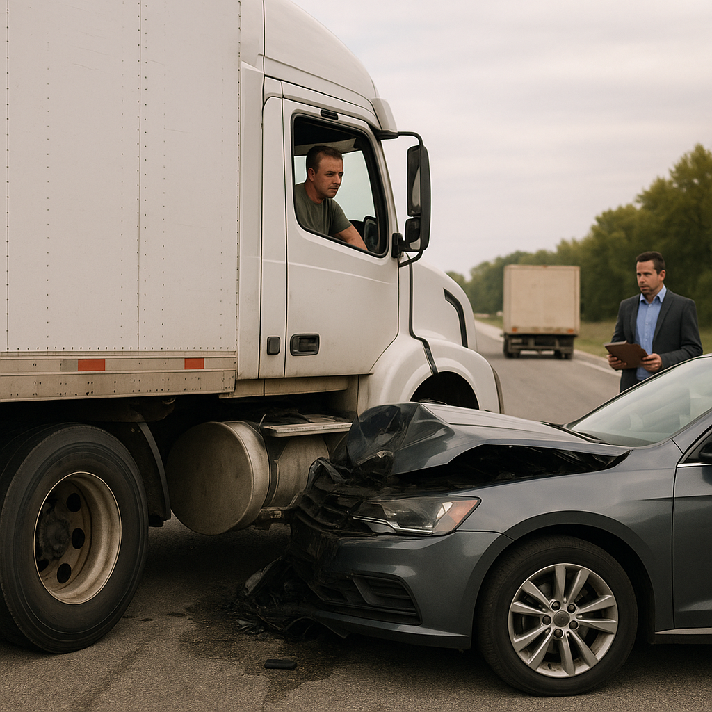 Illustration of # What is joint and several liability in truck accidents When a crash involves a commercial truck, more than