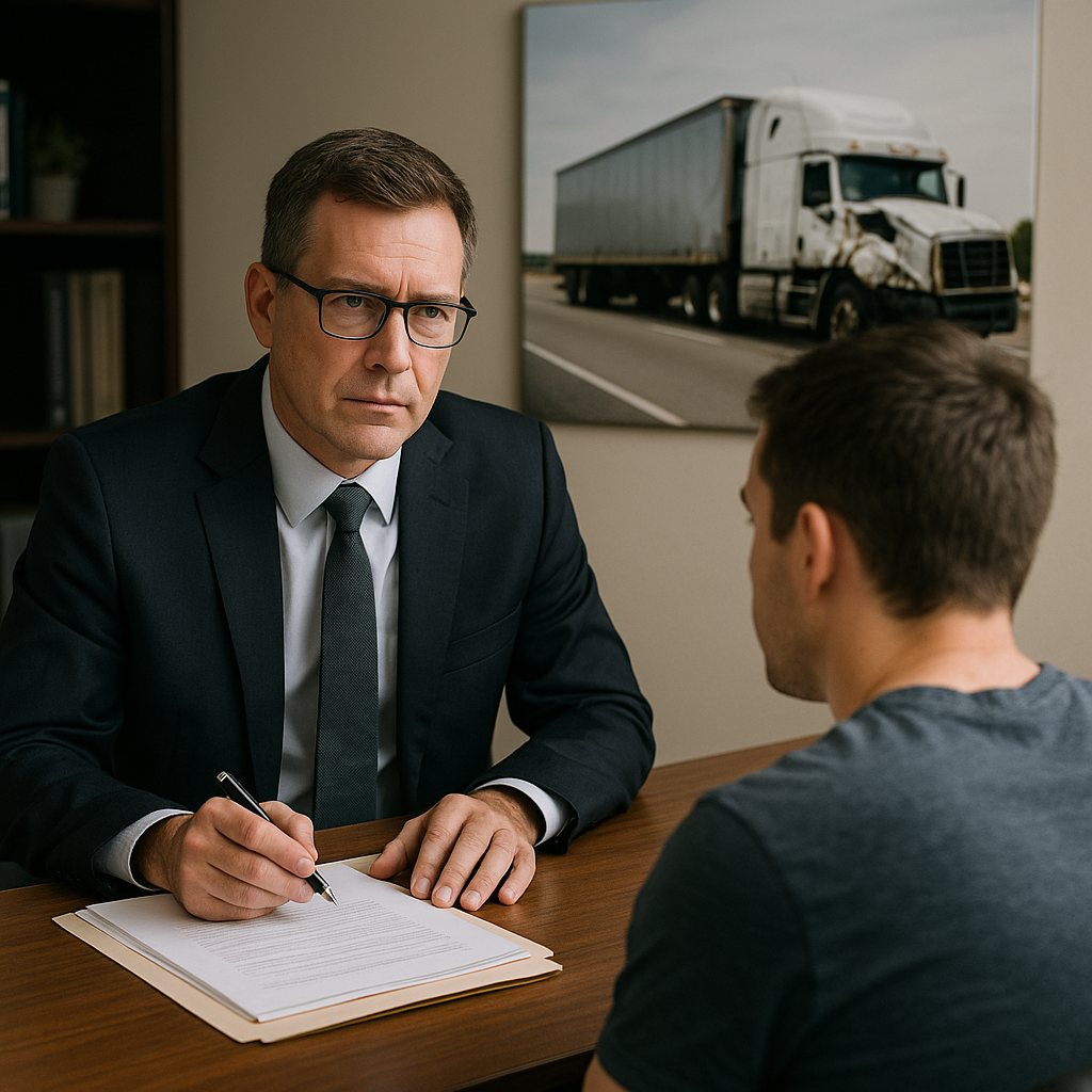 Illustration of # What is vicarious liability in trucking accidents When a serious crash involves a commercial truck, liabili